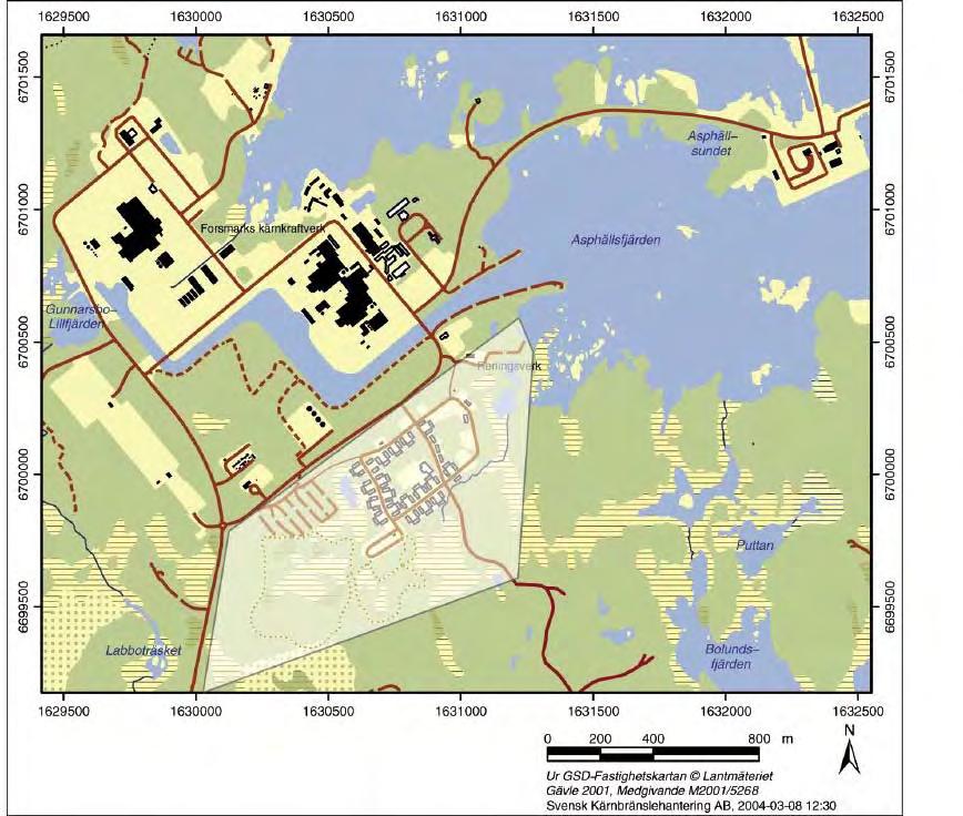 3 Utförande 3.1 Underlag och metod Utredningen har omfattat ett ca 1 km 2 stort område på södra delen av Forsmarks industriområde, se figur 3 1.