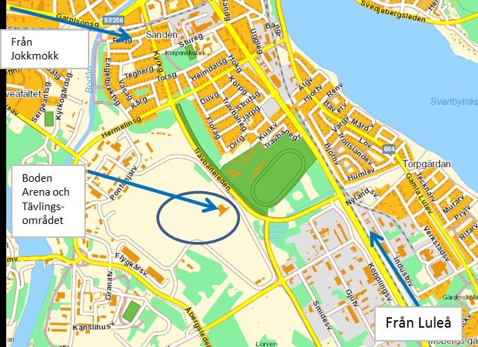 Så här hittar du till Boden Arena och