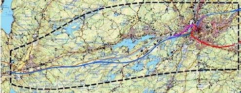 Länsstyrelsen Västra Götalands län anser att de blå alternativen utmed väg 40 bör utredas vidare, med station i befintligt läge i Borås och fortsättning i nordost.