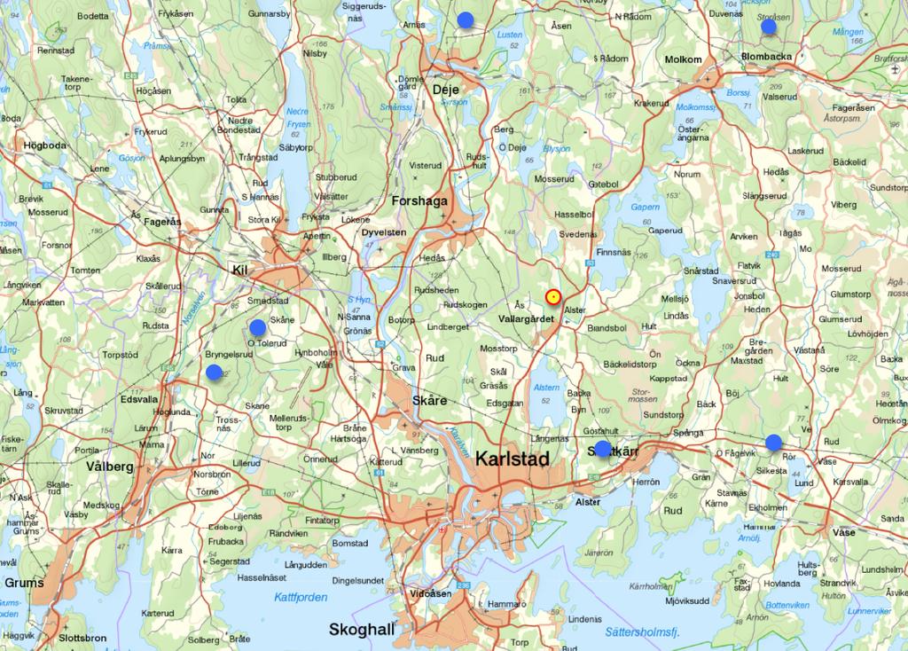 ALSTRUM Komplettering Det ungefärliga geografiska avsättningsområdet för Alstrum är således Forshaga mot nordväst, Karlstad och Hammarö mot söder. Men även Deja och Molkom kan försörjas från Alstrum.