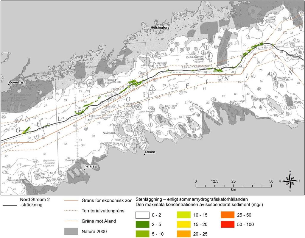 23 Vallius (1999) rapporterat årliga naturliga sedimenteringsmängder på 2,5 15 mm i Finska vikens mittdel.