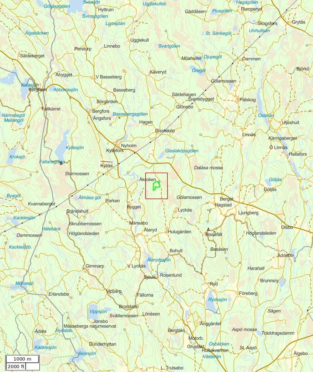 Traktdirektiv 2018-11-07 20:36 Ålaryd 4:1 Hushållningssällskapet Skog Översiktskarta Skala: ~1:50000