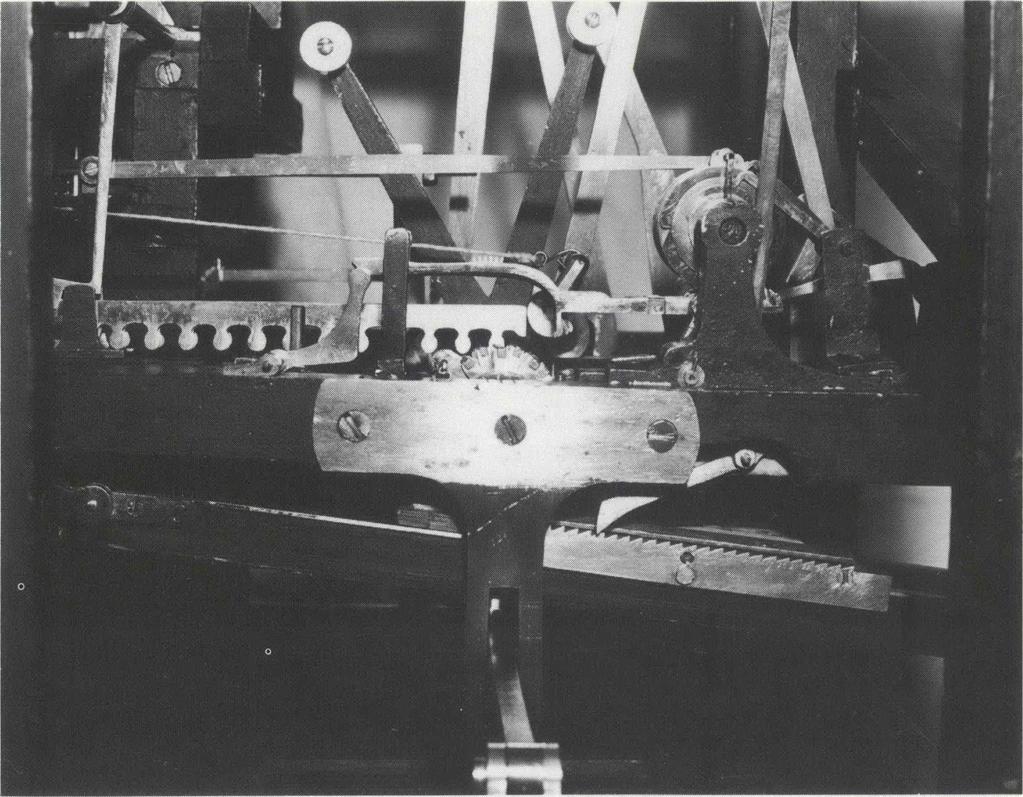 3. Detaljbild av tryckenheten på 1843 års maskin. Foto: Michael Lindgren. Charles Babbage kom att ägna större delen av sitt liv åt differensmaskinen.