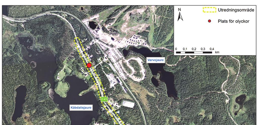 Olyckor Under 2003.01.01-2015.08.30 har tre stycken olyckor rapporterats till Transportstyrelsens databas STRADA, se figur 5.