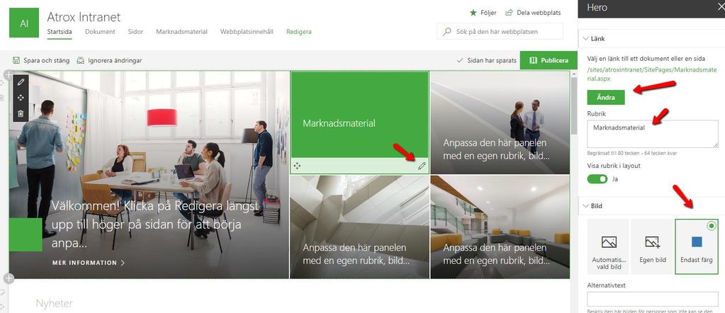 Klicka på den lilla pennan nere till höger på varje bild för att lägga till en