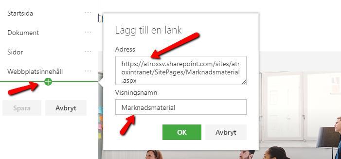 placera länken.