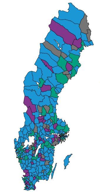 Geografiska variationer i det ANDTförebyggande arbetet < 2 %: 39 kommuner 2-50 %: 167
