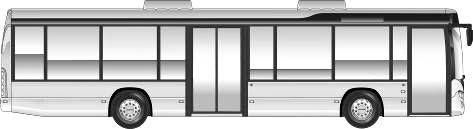 förortstrafik Framåtriktade säten i hela bussen Sätesplacering och passagerarkapacitet