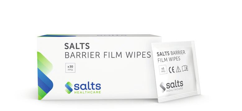 SALTS BARRIER FILM WIPES (SALTS PERI-PREP SENSITIVE) SALTS PROTECTIVE WAFERS Läckage och hudskador kan uppstå vid konstanta bandagebyten.