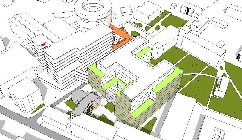 11 (19) Vid utformningen av byggnaderna har stort fokus lagts på s styrande planeringsprinciper. Patientsäkerhet, väl fungerande flöden och god arbetsmiljö har varit de mest styrande principerna.