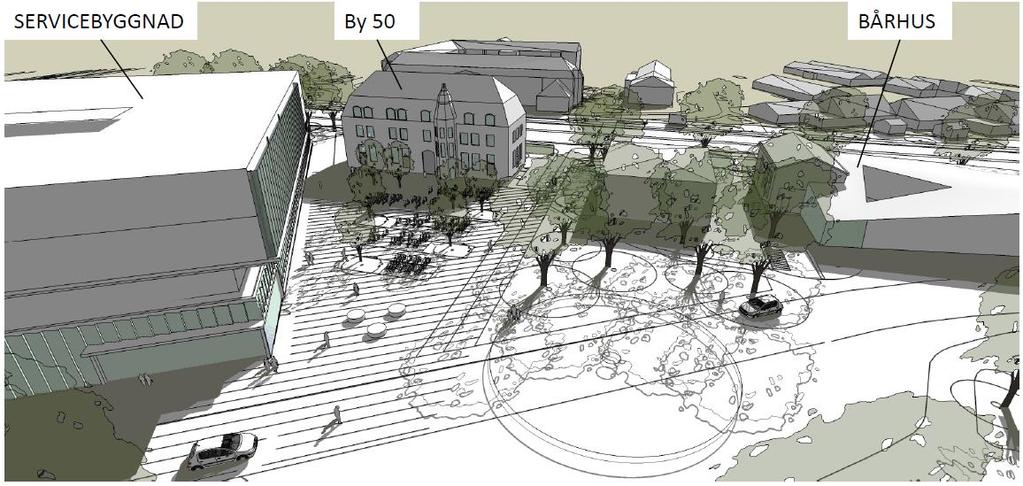 funktioner, vilket den lämpar sig väl för. I den fortsatta planeringen kommer inplacering av delar av programmet för projekt Servicebyggnad att prövas.