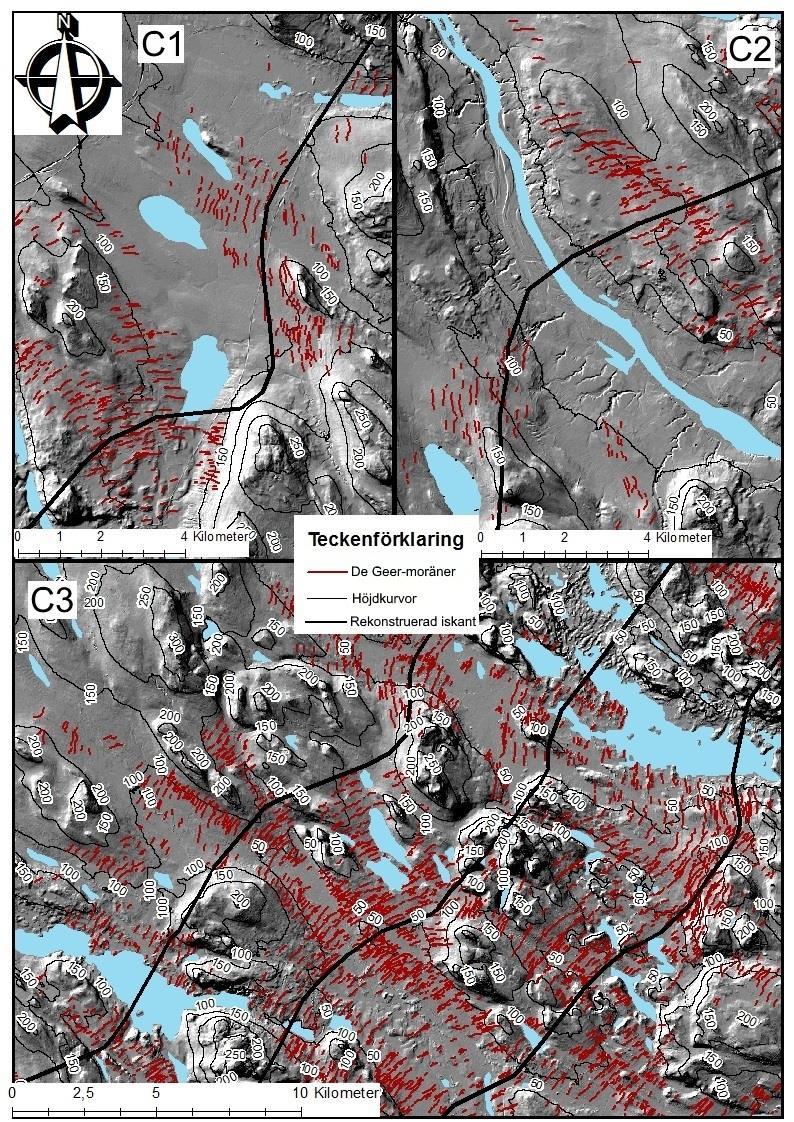 sammanbundet konkava DG-moränerna återfinns främst längs områdets dalgångar, och topografiskt låga lägen, medan sammanbundet konvexa ryggar