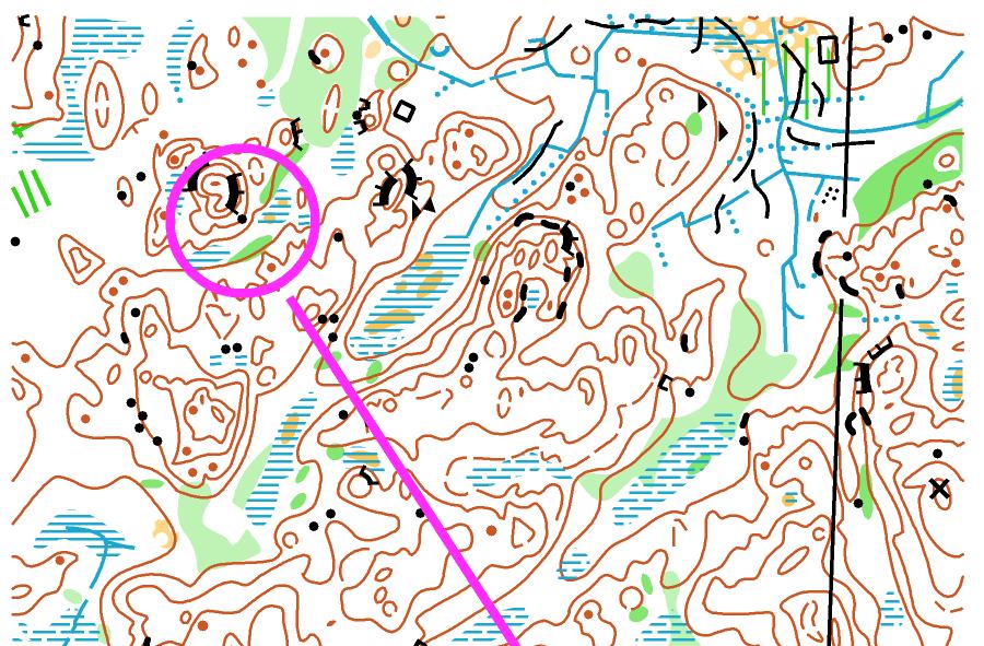 En orange/röd bana innehåller fyra nya orienteringsmoment.