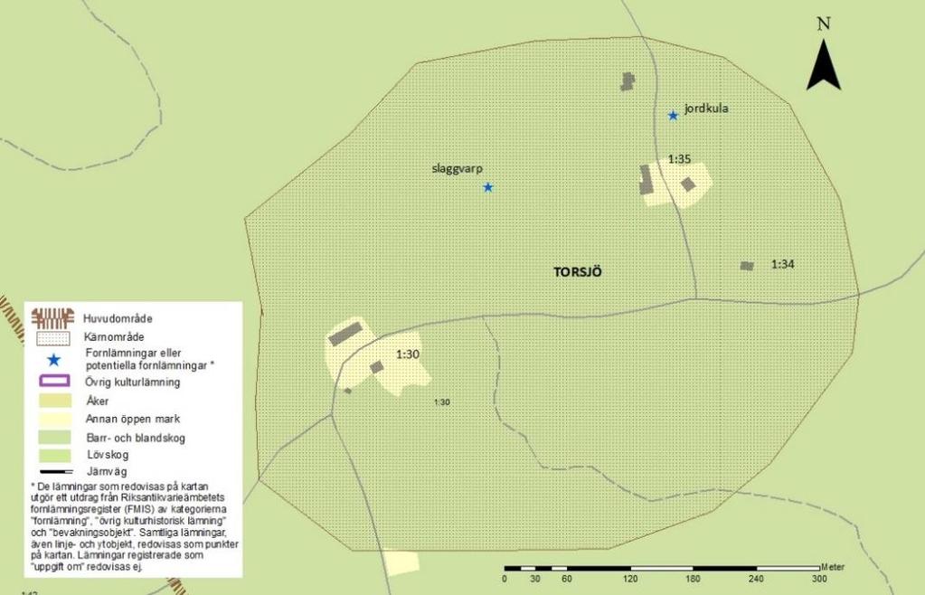 Kärnområdet Torsjö (yngre) by Det södra kärnområdet utgörs av den yngre byn, främst centrerad till en vägkorsning i sydvästra delen av byn.