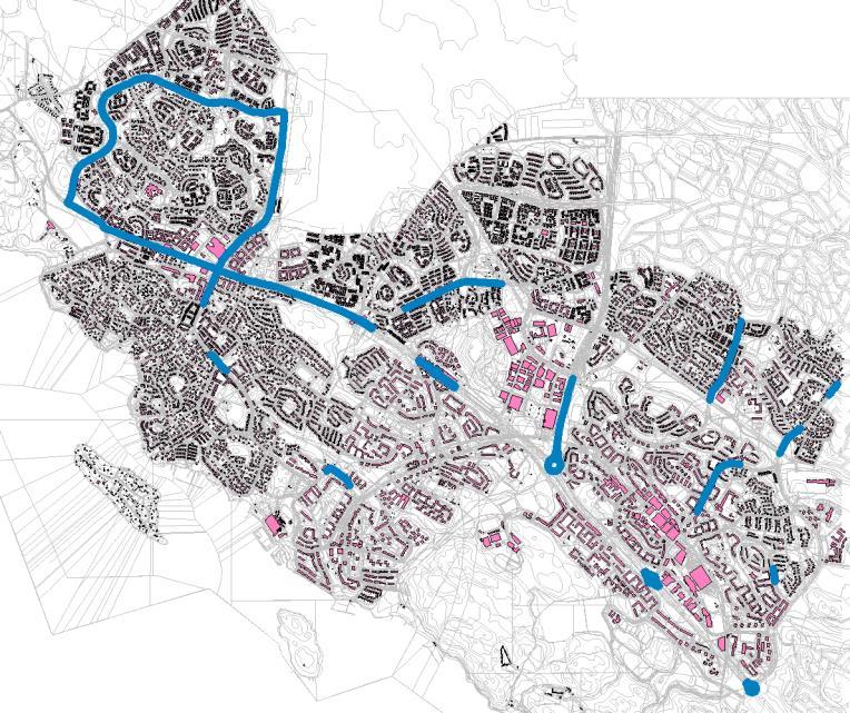 3.4 Hässelby-Vällingby Området består framförallt av bostäder, skolor och förskolor. Den mest trafikerade vägen är Bergslagsvägen med omkring 700 fordon per timme.