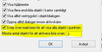 Sida 17 Val under personliga inställningar: Klicka i rutan och välj