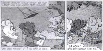 3B.1: Nalle-Maja gungar Bamse har satt upp en gunga i en trädgren. Nalle-Maja kan kan sätta sig på gungan alldeles själv och hon lyckas då få gungan att bilda 25 graders vinkel med lodlinjen.