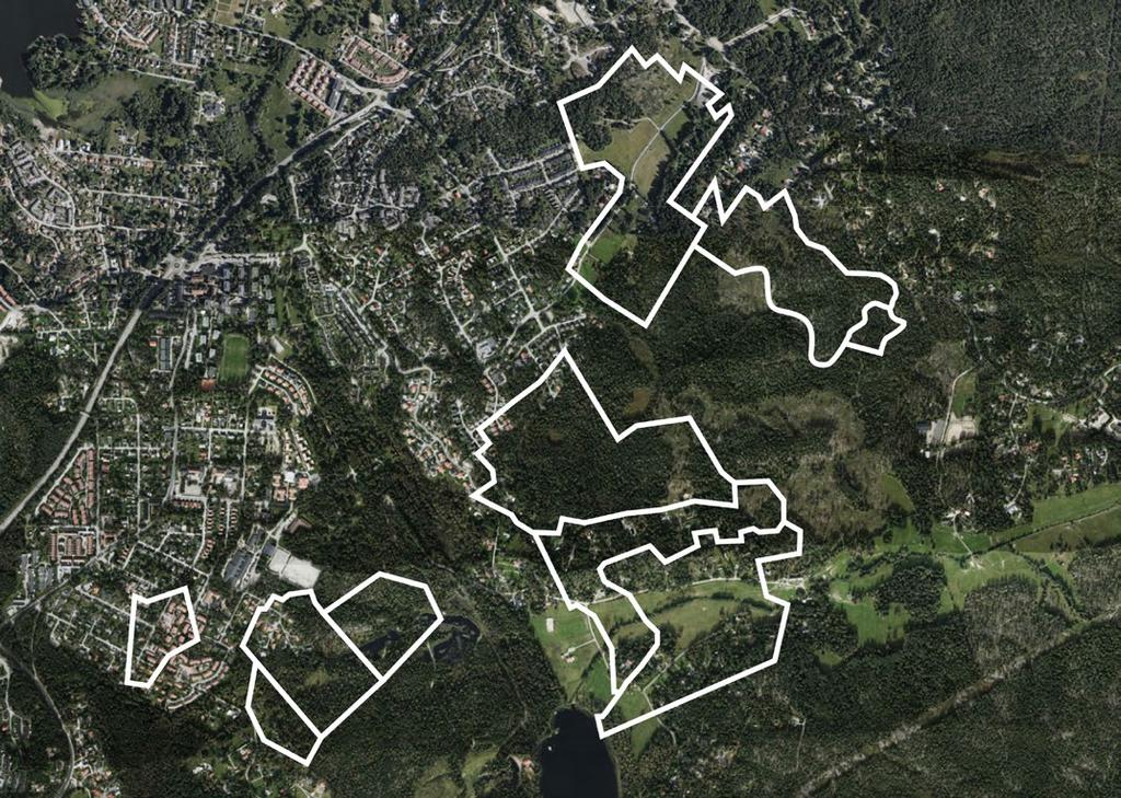 UTREDNING AV FÖRUTSÄTTNINGAR EVVIKEN A SÅGEN B C D F E H D G I Utredningsområden för bostäder, Vendelsö utvecklingsprogram.