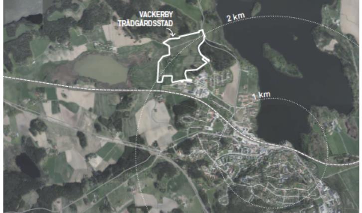 1. Vackerby trädgårdsstad Vackerby trädgårdsstad ska utgöra en fortsättning på Gnesta tätort 1.1 Bakgrund och tidigare ställningstaganden 2014 antogs ett planprogram för Norra Gnesta tätort.