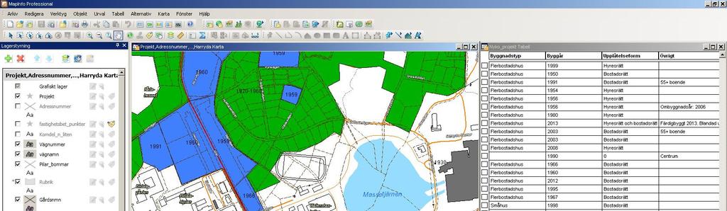 detta gjordes dock med en grov generalisering kring byggnadsåren. Inventeringen utgick från de befintliga nyckelkodsområdena där kommunen redan har en viss information gällande byggnadsår.