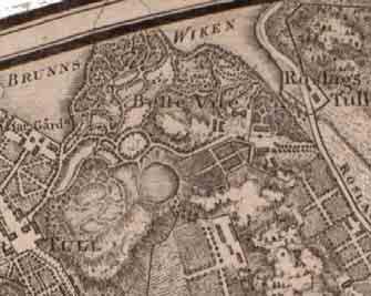 anläggs. 1642 Brunkebergsåsen syns fortfarande tydligt genom Norrmalm.