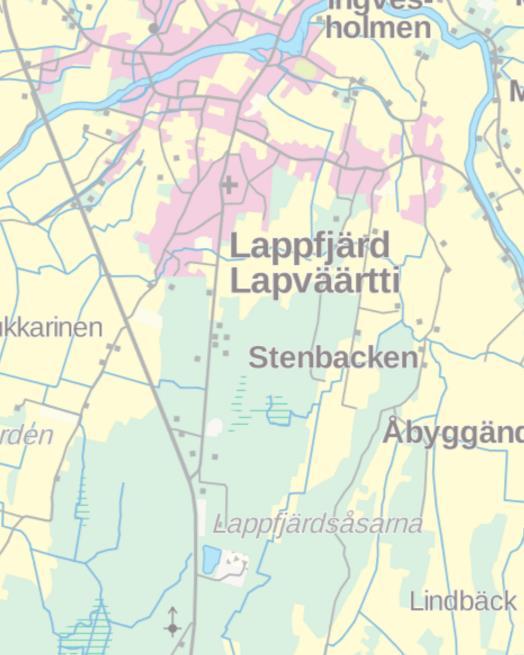 2 2. PLANERINGSOBJEKT OCH INFLUENSOMRÅDE Planeringsområdet utgörs av Södra Lappfjärdsvägen och dess näromgivning. Området är från tidigare detaljplanerat. Området är till sin storlek ca 18 ha.