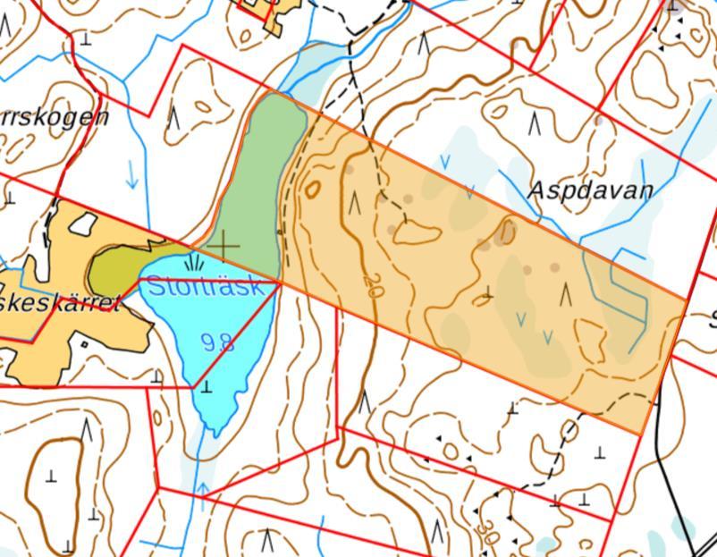 Bild 3. Fastigheten som är aktuell för stranddetaljplan har markerats på kartan. Lantmäteriverket. 3. KONTAKTPERSONER Planeringen förverkligas som samarbetsprojekt mellan Vörå kommun, Ramboll Finland Oy och markägaren för området som planläggs.