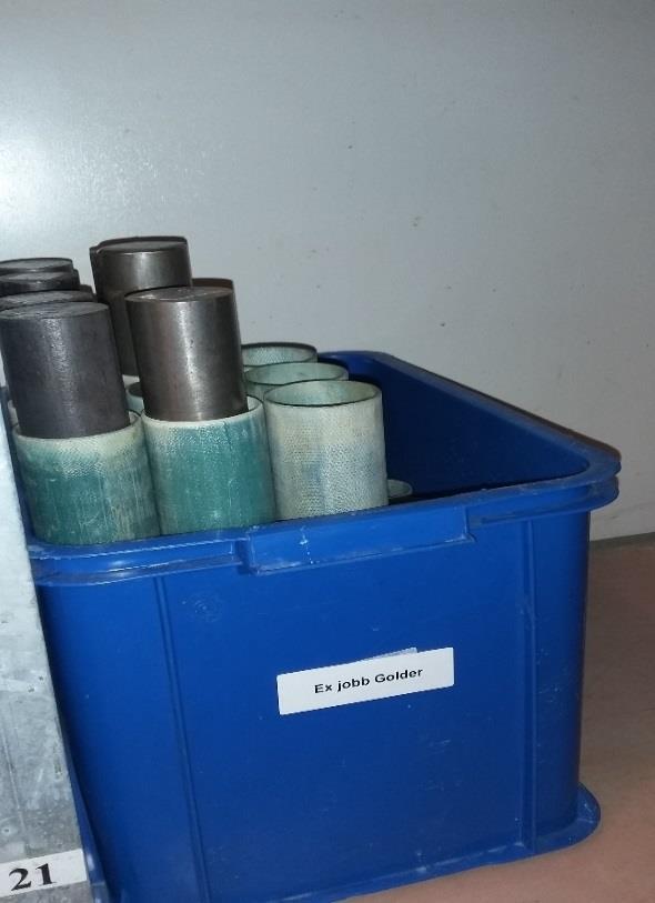 Hylsorna med blandningen av sediment och bindemedel lämnades att härda i 28 dygn innan vidare analyser gjordes.