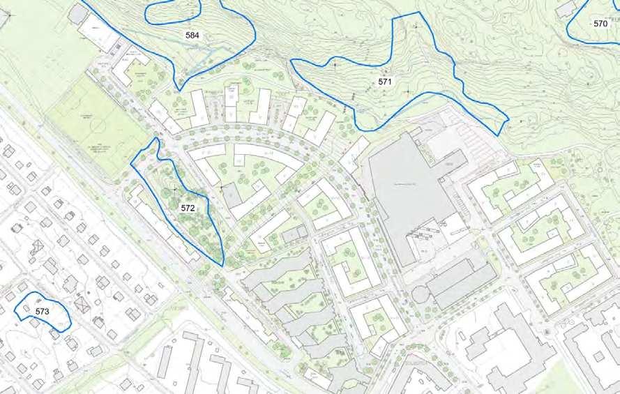 6 (9) Figur 8. Ekområden ungerfärligt inlagda i planskissen.