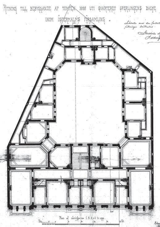 Herrummet var ett måste i större lägenheter vid tiden. Det är en minimerad form av herrns bostadssvit (bestående av förmak, sängkammare, kabinett och garderob).