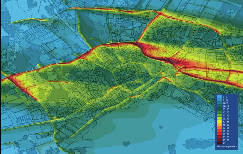 Figur 3. Modellen visar hur det kan se ut under den timme på eftermiddagen då det är som mest trafik.