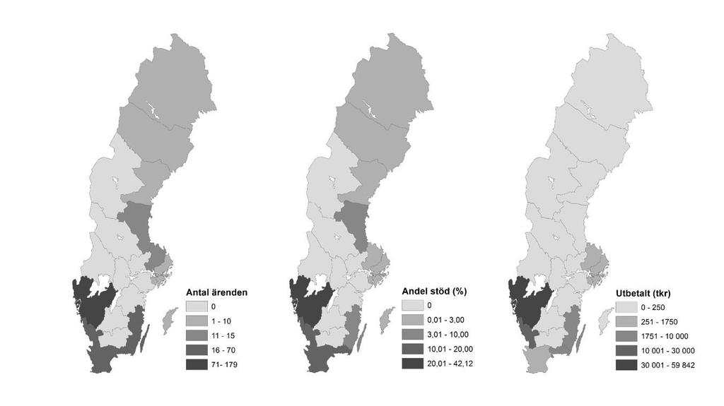 Prioriterat område 1 (s. 40) Länsfördelning slutförda ärenden Län Antal Andel (%) Belopp (Milj kr) 1. Västra Götaland 179 (178) 42,1 (42,7) 59,8 (59,8) 2.
