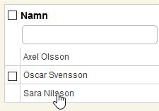 Du kan ändra månad med pilarna. Som standard visas bara assistenter som har rapporterad tid för månaden du befinner dig i.