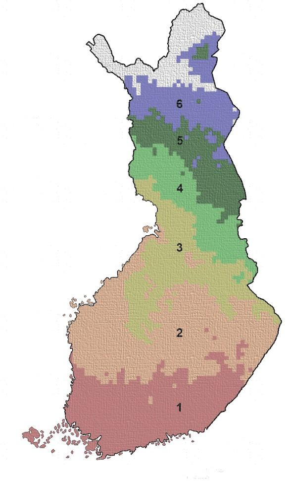 Division of pine breeding populations by climatic target areas in Finland 70 Latitude 68 160 66 160 160 64 160 62 160 160
