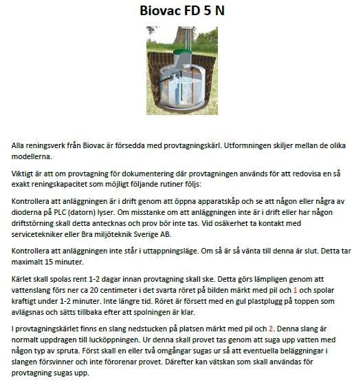 RUTIN FÖR KONTROLL OCH PROVTAGNING AV BIOVAC