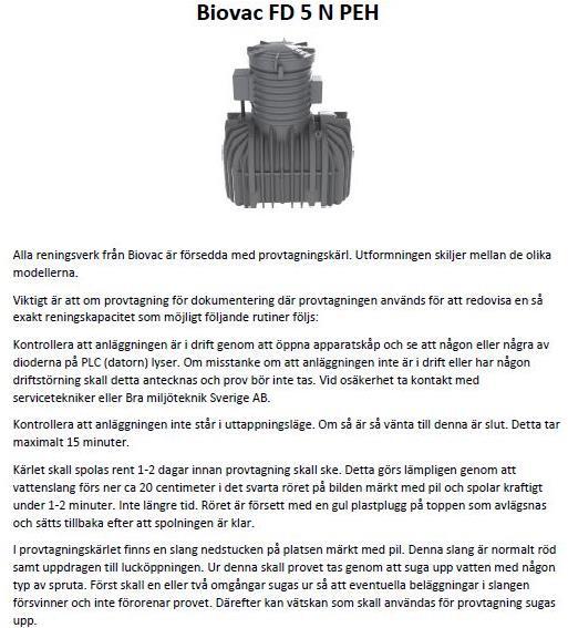 RUTIN FÖR KONTROLL OCH PROVTAGNING AV BIOVAC