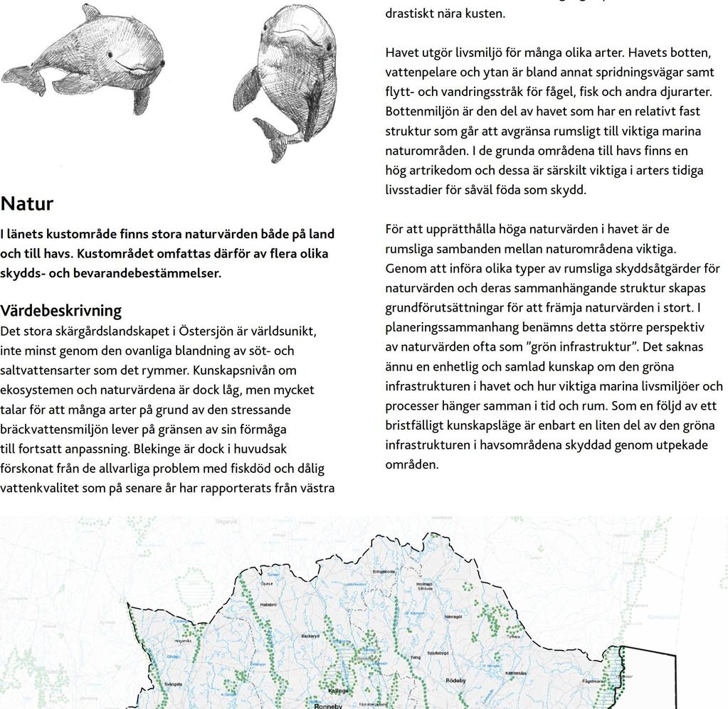 Hanöbukten. Emellertid har tillgången på torsk minskat drastiskt nära kusten. Natur I länets kustområde nns stora naturvärden både på land och till havs.