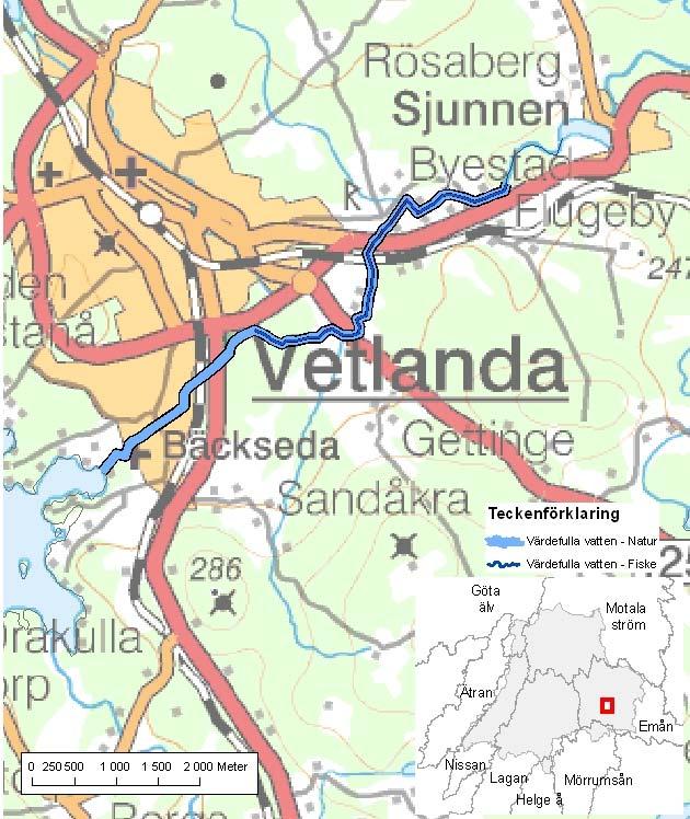 Emån (Flugeby - Grumlan) ID-nr: 66 Vetlanda Emån (Flugeby - Grumlan) Lantmäteriet 2008. Ur GSD-Fastighetskartan ärende 106-2004/188F. Lantmäteriet 2008. Ur GSD-Terrängkartan ärende 106-2004/188F.