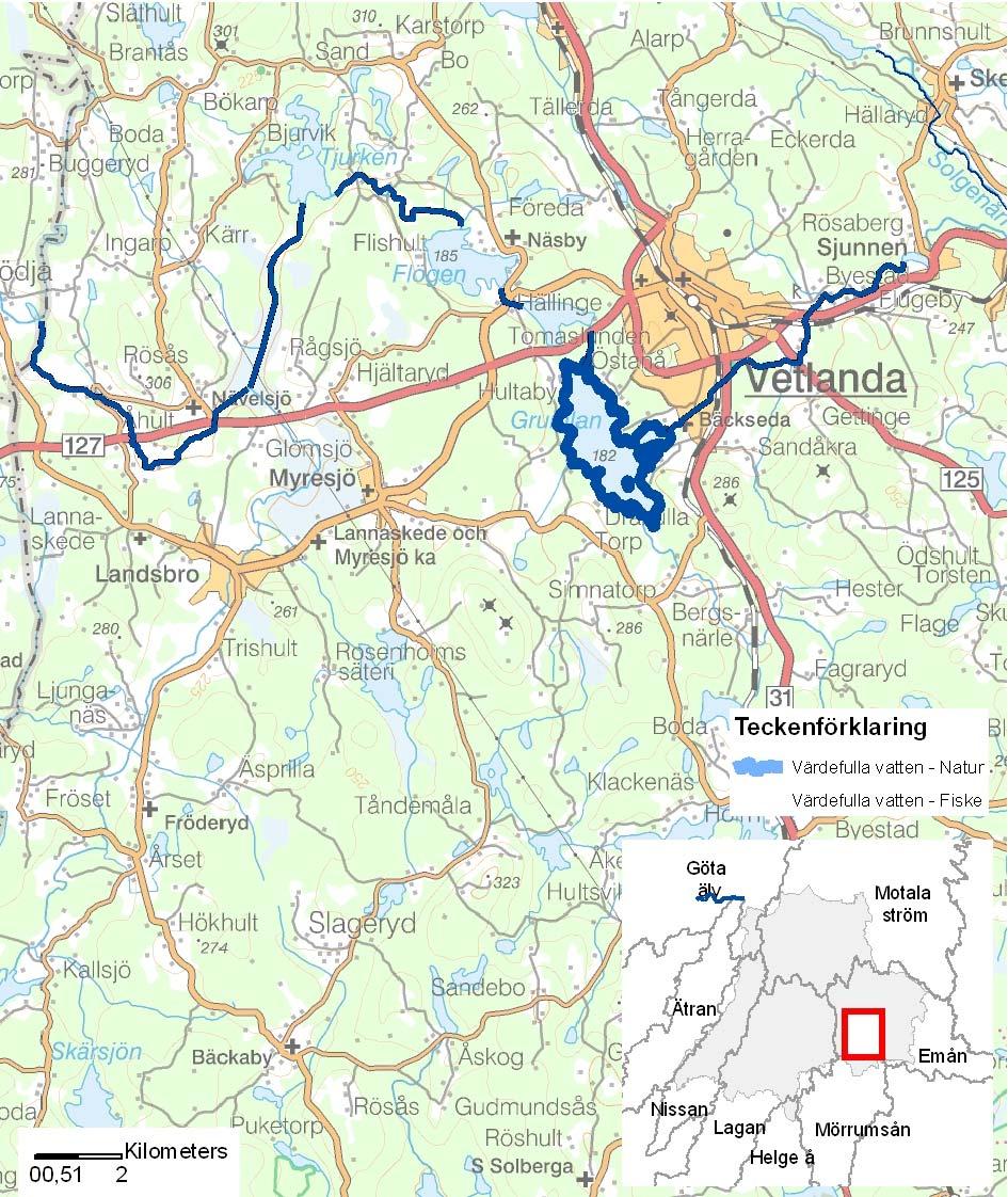 Emån (Flugeby - Nålsjön) ID-nr: 67 Vetlanda Emån (Flugeby - Nålsjön) Lantmäteriet 2008. Ur GSD-Fastighetskartan ärende 106-2004/188F. Lantmäteriet 2008. Ur GSD-Terrängkartan ärende 106-2004/188F.