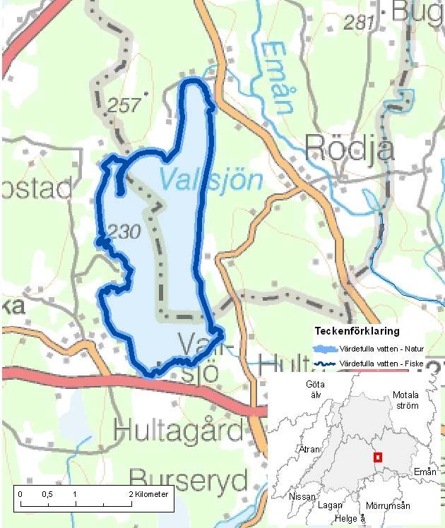 Vallsjön ID-nr: 75 Sävsjö Vallsjön Lantmäteriet 2008. Ur GSD-Fastighetskartan ärende 106-2004/188F. Lantmäteriet 2008. Ur GSD-Terrängkartan ärende 106-2004/188F.