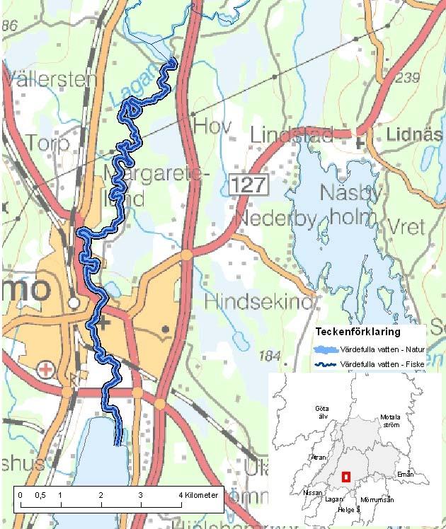 Lagan nedre (Vidöstern till Karlforsdammen) ID-nr: 120 Värnamo Lagan nedre (Vidöstern till Karlforsdammen) Lantmäteriet 2008. Ur GSD-Fastighetskartan ärende 106-2004/188F.