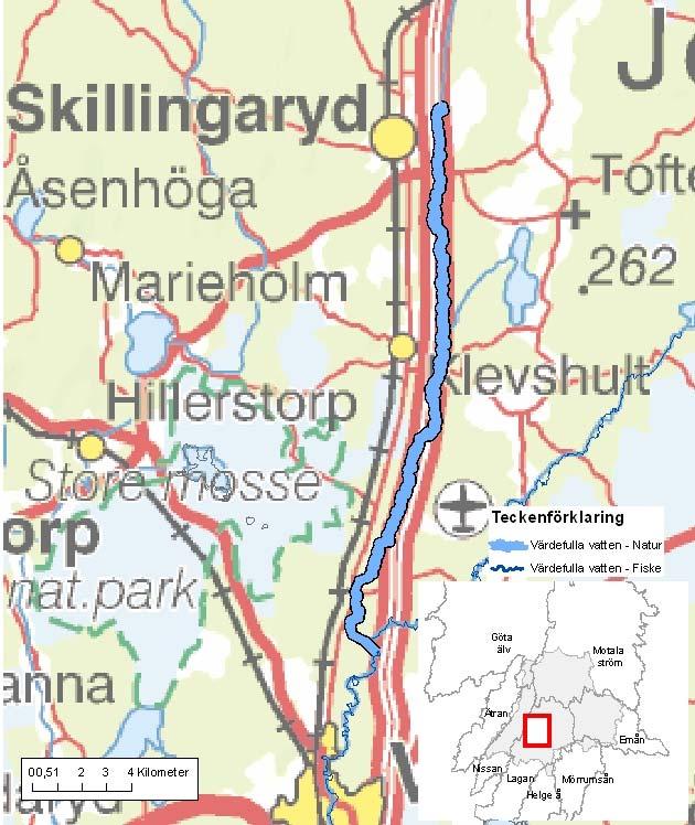 Lagan mellan (inkl Karlforsdammen-Fågelforsdam ID-nr: 121 Värnamo, Vaggeryd Lagan mellan (inkl Karlforsdammen-Fågelforsdammen) Lantmäteriet 2008.