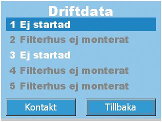 Panelstatus Fönstret har 3 st områden. Ett område för varje fel som kan inträffa. Varje område visar status för just sitt område.