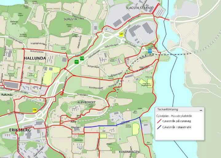 4.6 Kommunala planer för gång- och cykeltrafik Gång- och cykelvägen inom Tvärförbindelse Södertörn ska samordnas med Botkyrka, Huddinge och Haninge kommuns planer för cykelinfrastrukturen. 4.6.1 Botkyrka kommun Botkyrka kommun anger i sin cykelplan 2 målet att öka cykelresandets andel av det totala resandet i kommunen.
