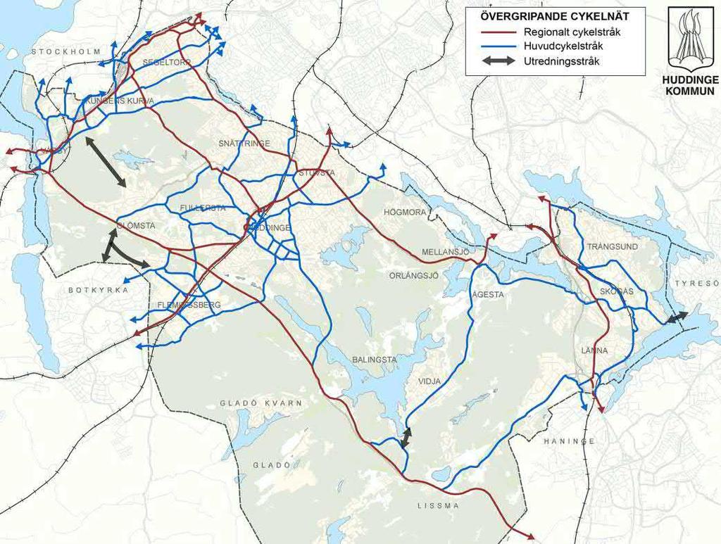 4.6.2 Huddinge kommun Huddinge kommun har i sin cykelplan 3 som målsättning att andelen cykelresor ska öka från 4 procent 2011 till 15 procent år 2030.