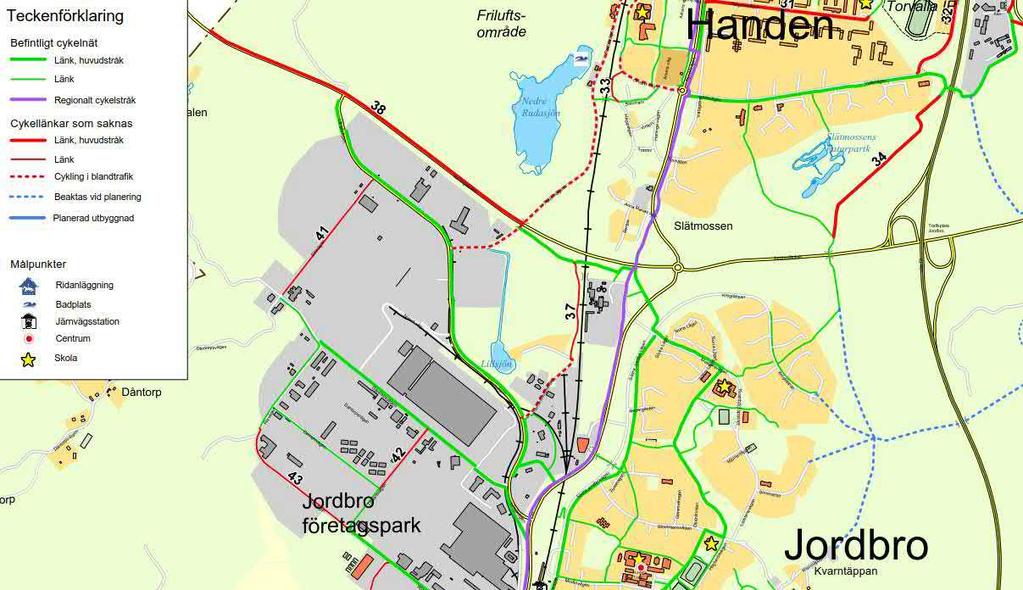 4.6.3 Haninge kommun Haninge kommun anger i sin cykelplan 4 behovet av ett huvudstråk för cykeltrafiken längs väg 259 mellan Rudanvägen och kommungränsen mot Huddinge.