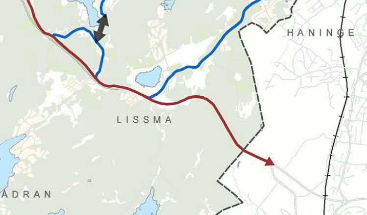 6.5 Lissma 6.5.1 Förutsättningar Öster om Smedstorpsvägen fortsätter Ebbadalsvägen bort från motortrafikleden, mot Björksättra och Skrovensborg.