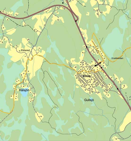 Område 16 Ekås Område 16 Ekås Möjlighet till spontan aktivitet Promenader, jogging, mountainbike, geocashing Anläggningar för rekreation Sjuhäradsleden passerar norra delarna av Ekås.