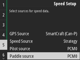 Avsnitt 2 - Startskärmar och installationsguide Välj alternativet Paddle (skovel) och välj det motor-pcm som ska rapportera data från skovelhjulssändaren.