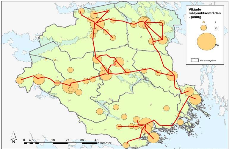 40 Karta 9 Cykelstråkanalys för Sörmlands län,